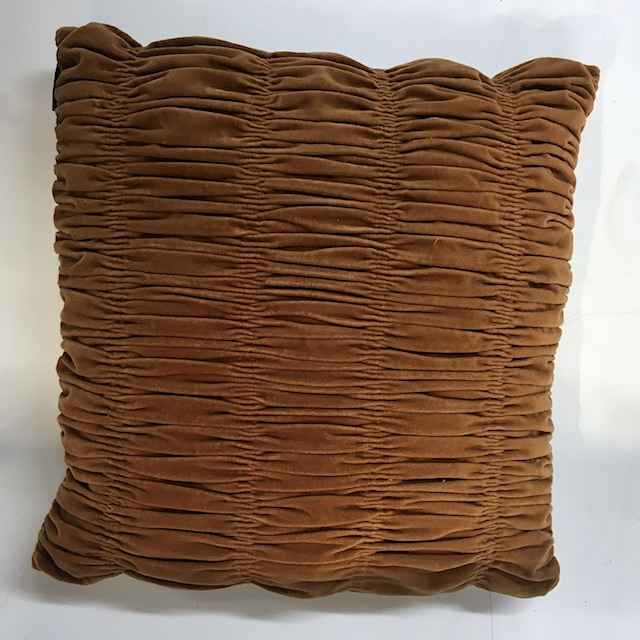 CUSHION, Brown Ruffled Velvet